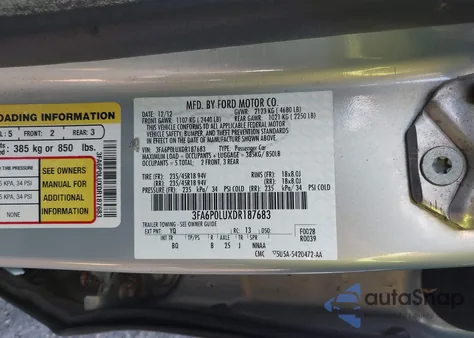 2013 Ford Fusion Hybrid Se z USA, uszkodzony, nr VIN 3FA6P0LUXDR187683